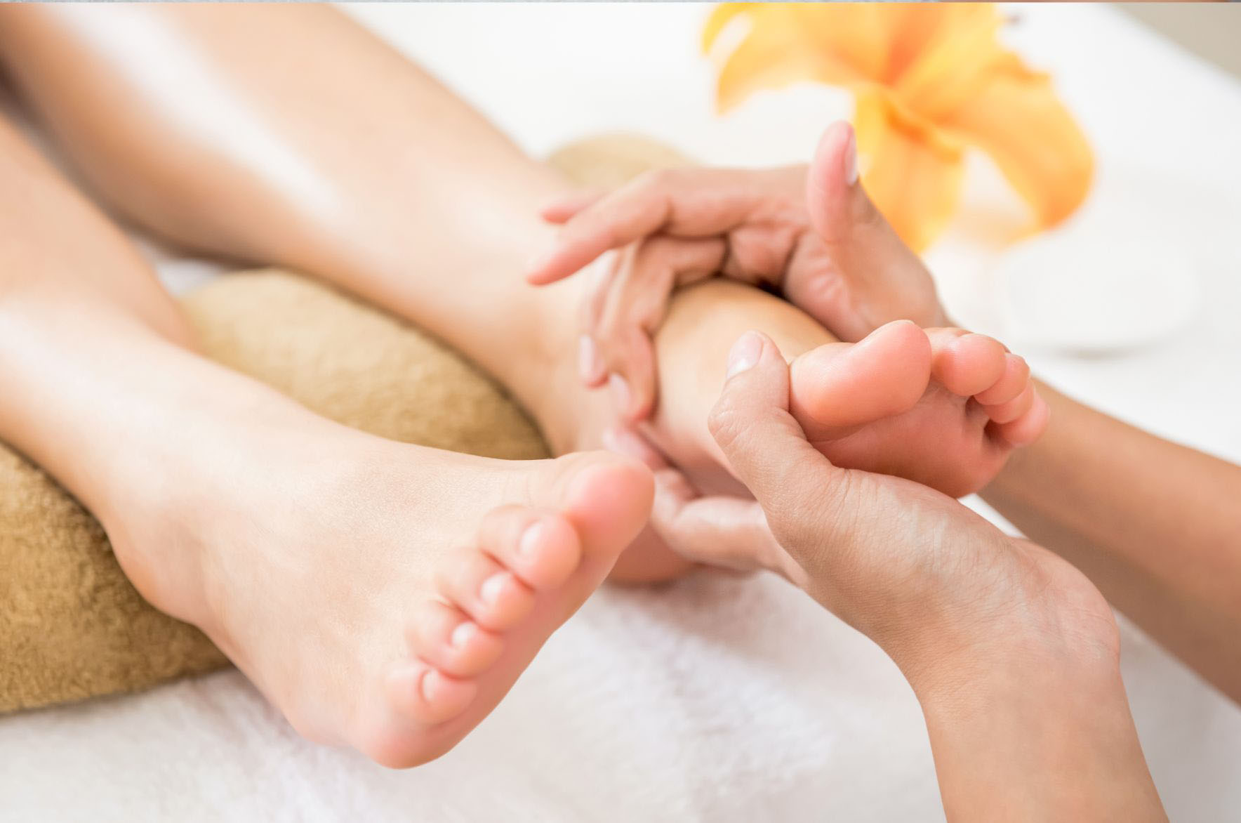 Réflexologie, pieds, soulagement